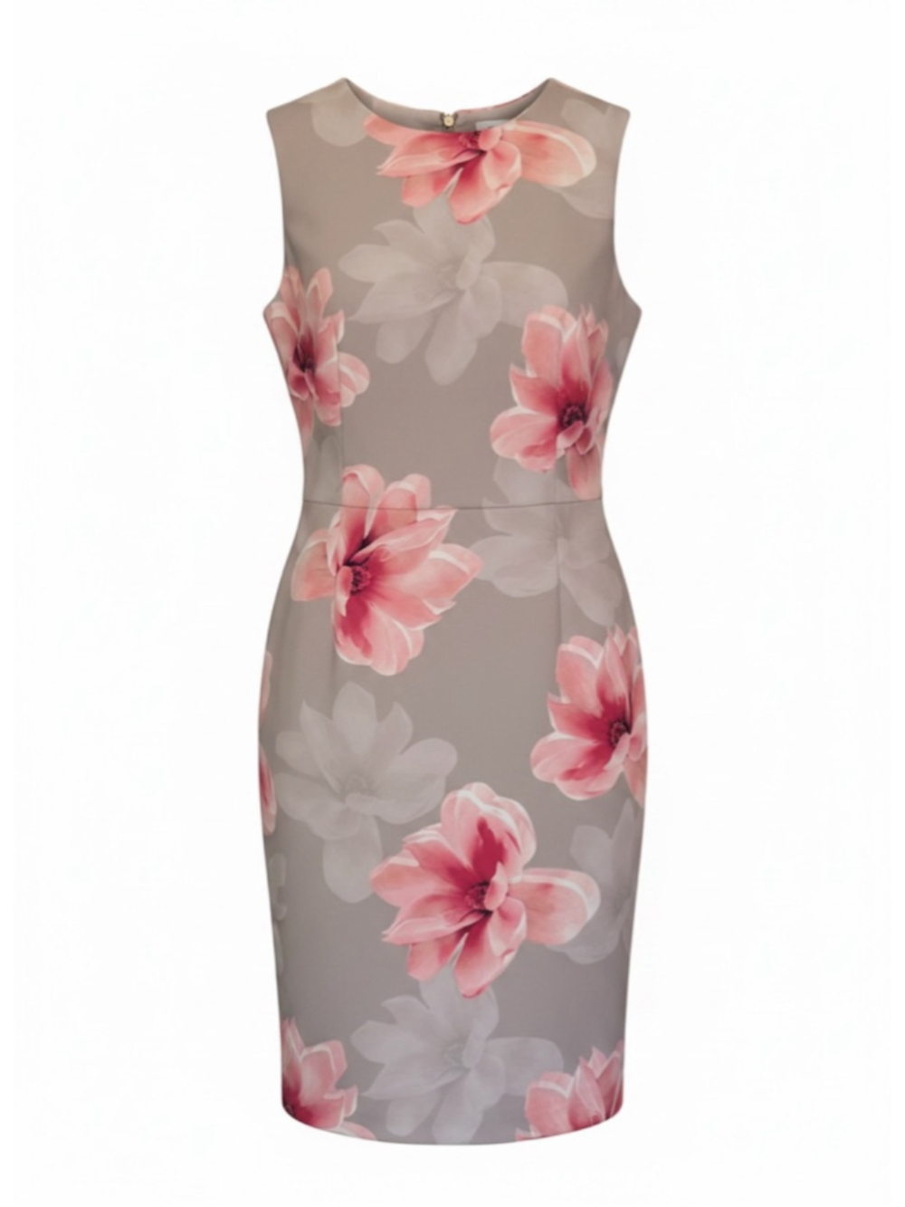 Calvin Klein Gray Pink Floral Sleeveless Sheath Dress Size 2 - Picture 2 of 13